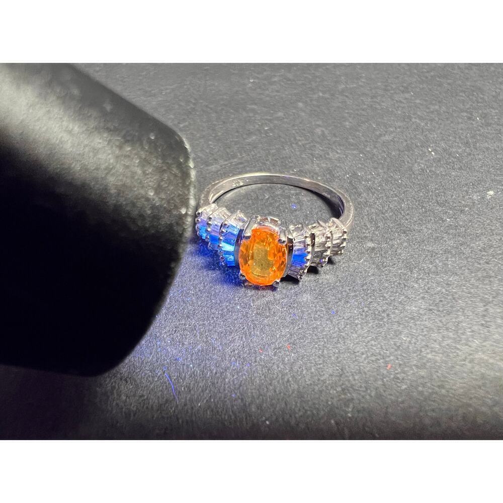 14k white gold yellow lab sapphire and diamond ring size 7 - Picture 6 of 16